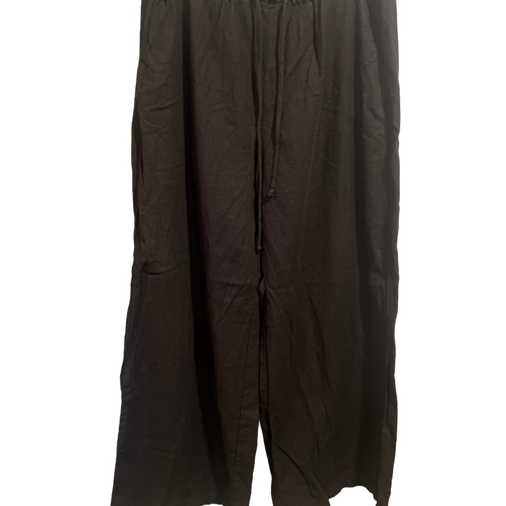 Ghanda Black Relaxed Fit Linen Pant